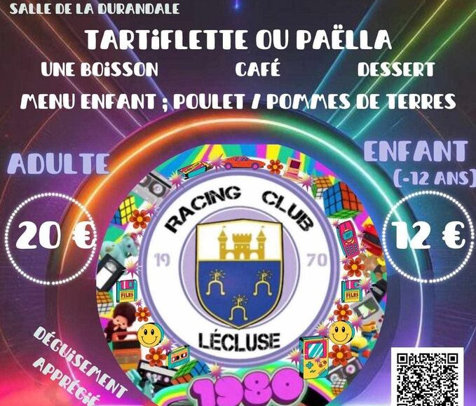LÉCLUSE : Le Racing Club de Lécluse organise son repas annuel sur le thème des années 80